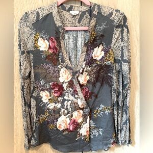 Anthropologie Tiny  Jardin Floral Long Sleeve Top SZ M